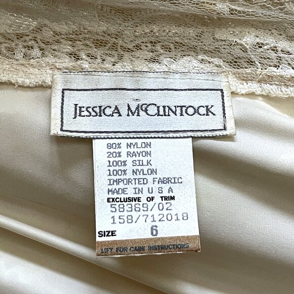 VTG 80s JESSICA MCCLINTOCK Ivory Lace Victorian Style Wedding Dress High Neck 6 - Picture 7 of 12